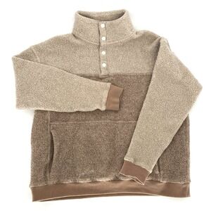 Outdoor Voices Pullover Sherpa Womens Medium Wool Blend Tan Brown 1/2 Snap Up